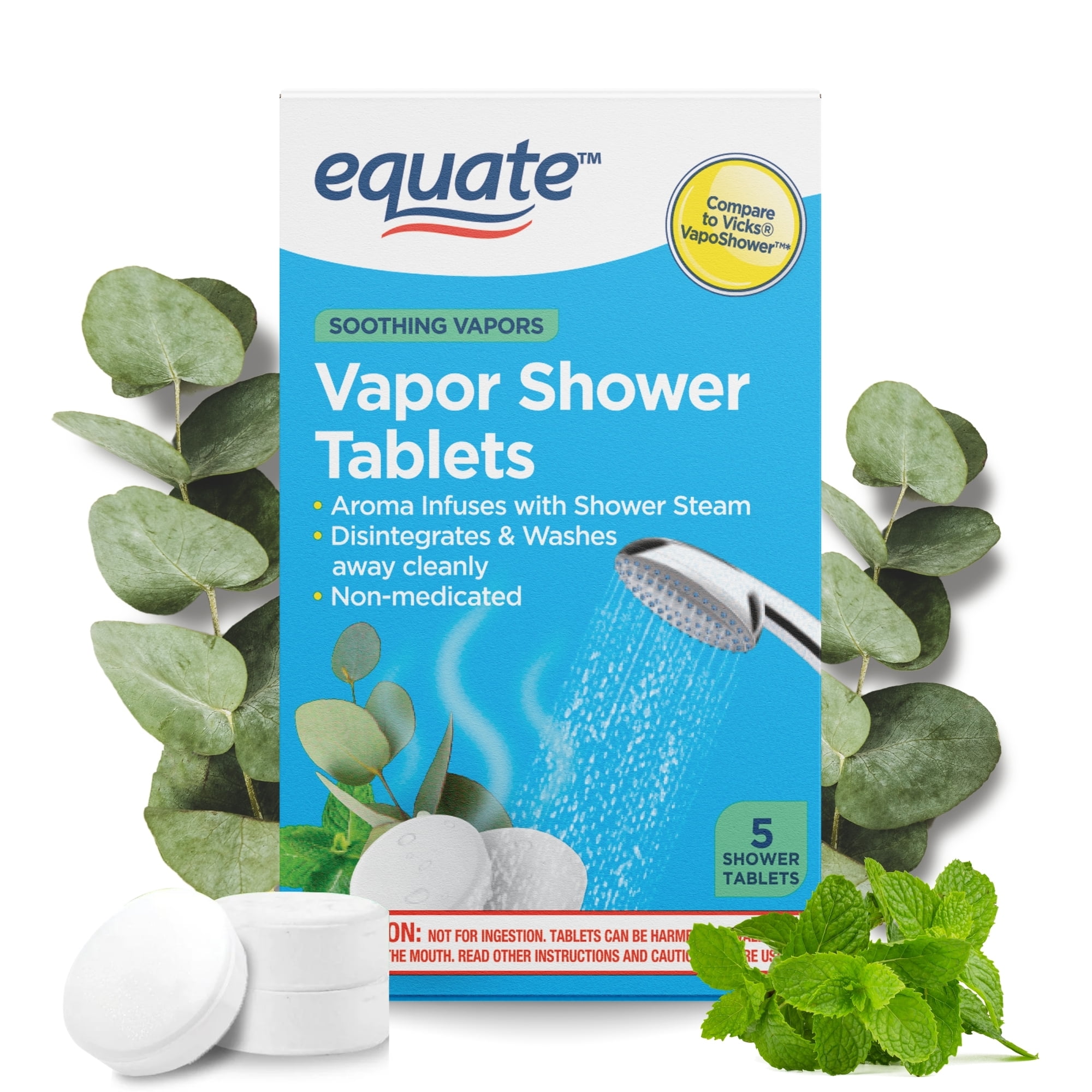 Equate Vapor Shower Tablets - Non-Medicated - Eucalyptus & Menthol ...