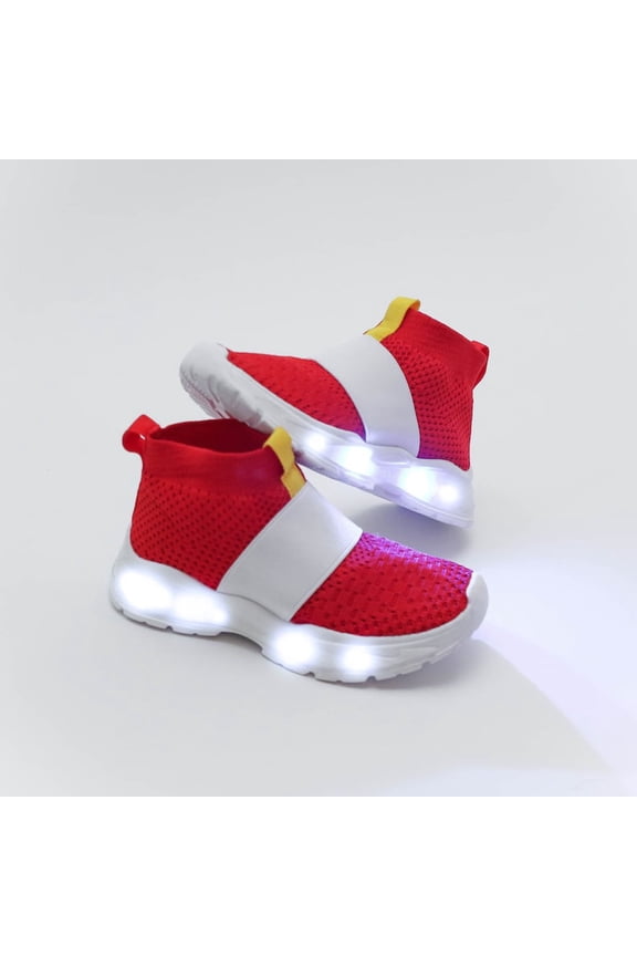 Light-Up Sonic Sneakers, Red Knit Mesh, Sonic Movie Inspired