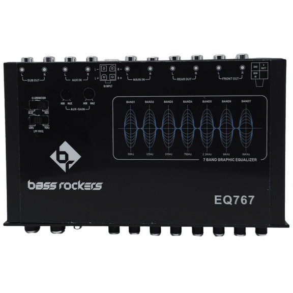 EQ767 7-Band Parametric Equalizer for Car Audio, High Voltage 7V Output, Hi-Lo Input, AUX Input, Sub Bass Control, Red/Blue LED, 25Hz50kHz