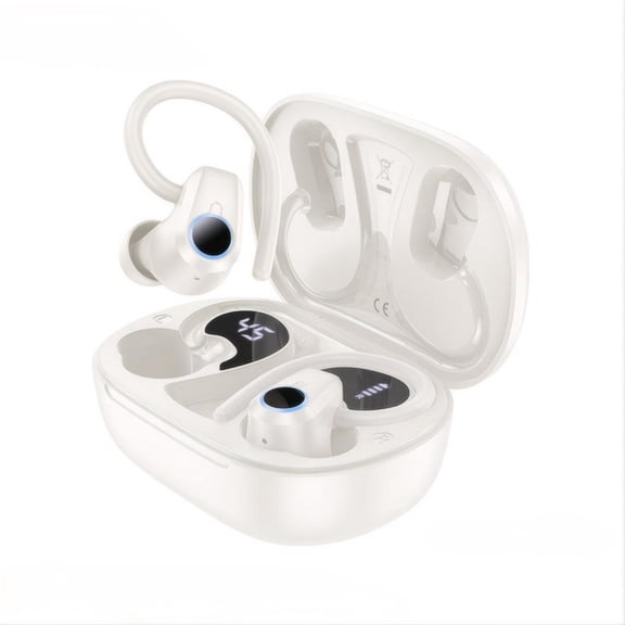 EQ8 Wireless Earbuds, BT V5.3 Sport, 42H Play Time with Ear-mounted Design, Ear-hook TWS Headset with Dual LED Display and Magnetic Swith