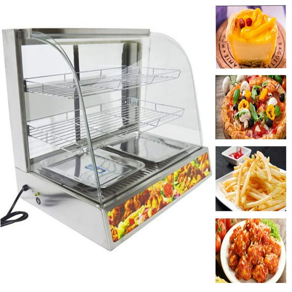 EQCOTWEA 3 Layer Pizza Egg Tart Food Warmer Display Cabinet