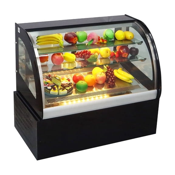 EQCOTWEA 35" Commercial Countertop Arc Refrigerated Cake Showcase Air-Cooled Type Demisting Rear Door Cake Display Cabinet 220V