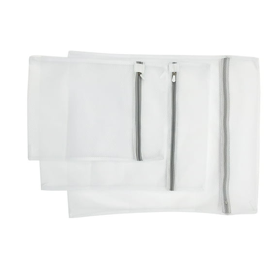 EQCOTWEA 3PCS Mesh Laundry Bags Drawstring Bundle Thickened Pocket Size S M L Gray
