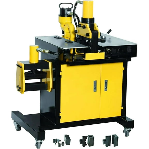EQCOTWEA 3in1 Electric Hydraulic Busbar Processor Cutter Bender Hole Puncher Busbar Fabrication Tools with 6 Punching Dies