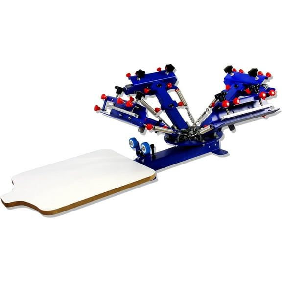 EQCOTWEA 4 Color 1 Station Screen Printer Micro-Registration Silk Screen Printing Machine T-Shirt DIY