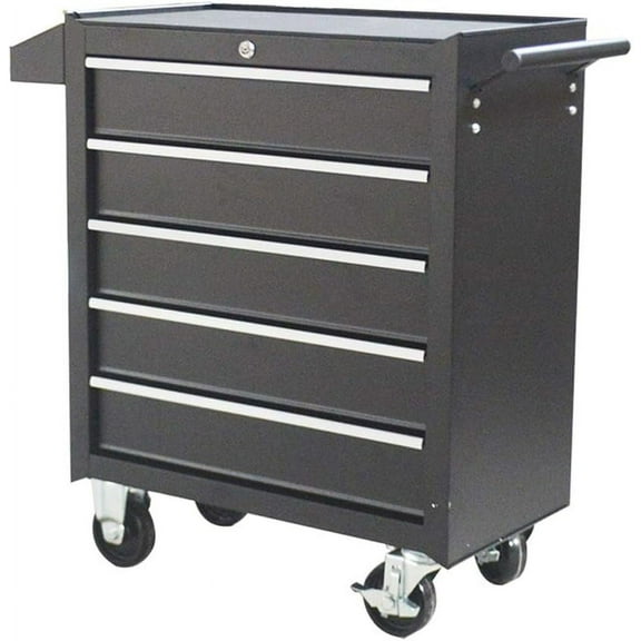 EQCOTWEA 5 Drawers Tool Car Storage Box Cart with Wheels Black