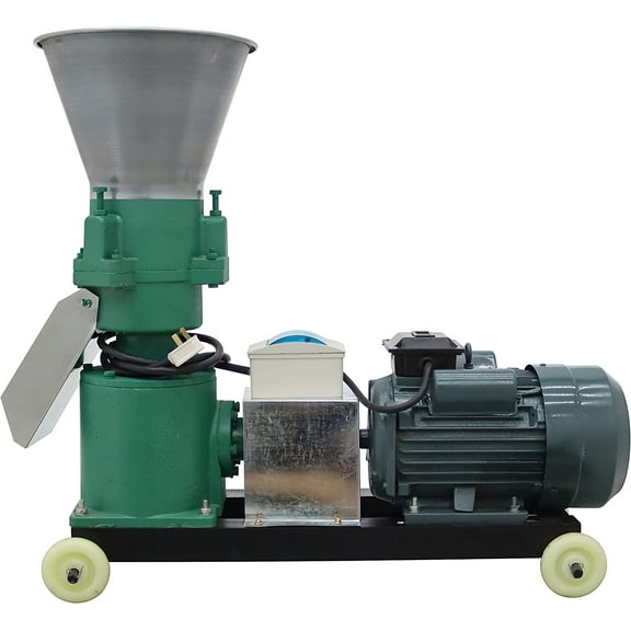 EQCOTWEA 5mm Animal Pellet Feed Mill Machine with 3 Head Rollers Granulator for Fish Chicken Duck Rabbit 220V 200KG/H