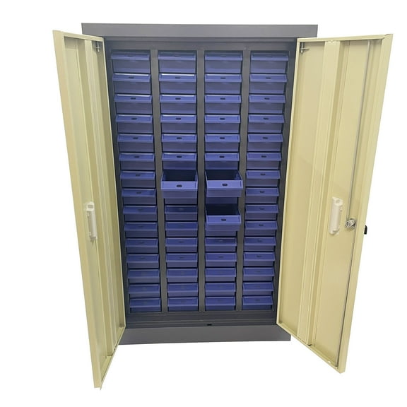EQCOTWEA 60 Drawer Tools Cabinet Parts Organizer Bill Receipt Office Toolbox with Door