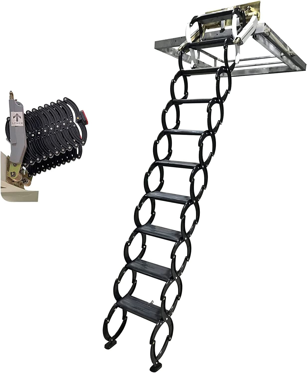 Eqcotwea Attic Loft Ladder Narrow Wall Mounted Aluminum Magnesium Alloy