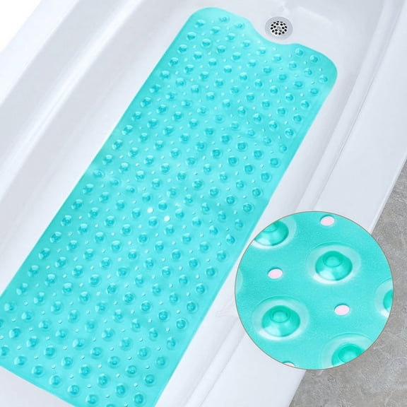 EQCOTWEA Bath Tub Shower Mat Non-Slip Anti-Bacterial Non-Toxic PVC 16"*40" Green