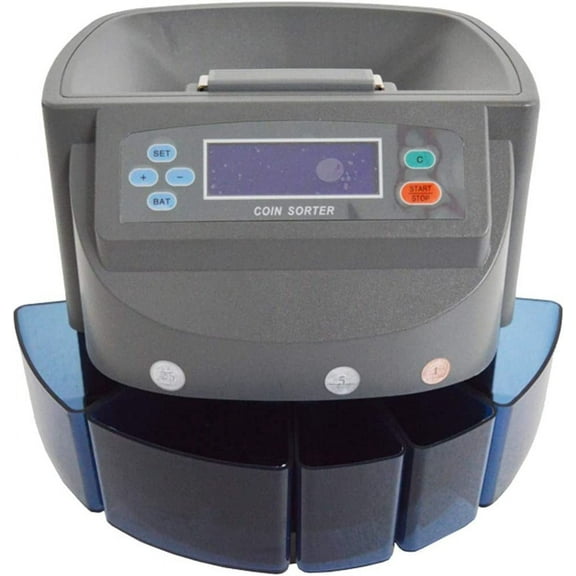 EQCOTWEA Coin Counter Coin Sorter Wrapper with Digital Counting Display