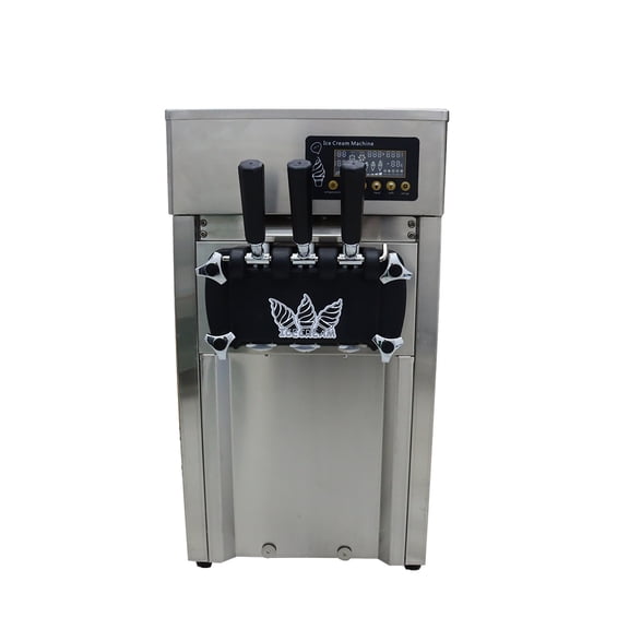 EQCOTWEA Commercial Three Flavors Soft Ice Cream Machine Ice Cream Maker with LED Display Stainless Steel