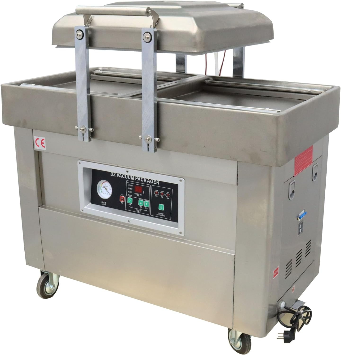 EQCOTWEA Commercial Vacuum Sealer Two Chambers Sealing Length 15.7" Stainless Steel 220V