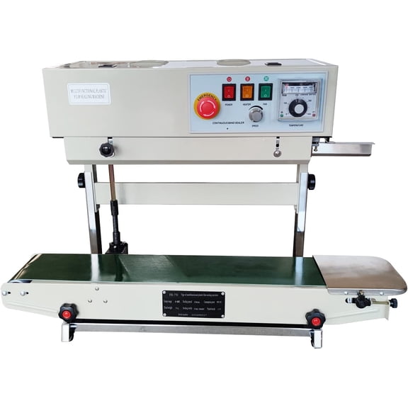 EQCOTWEA Continuous Band Vertical Bag Sealer with Bracket for Aluminum Foil Bag Plastic Bag Sealing FR-770