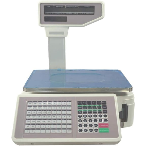 EQCOTWEA Digital Price Computing Scale Thermal Printer 66lb with 5 LCD Display Screens and One Roll of Thermal Label for Supermarkets