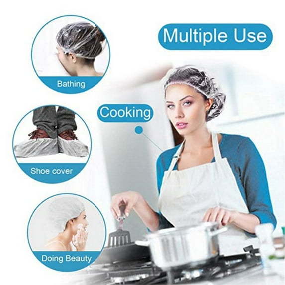 EQCOTWEA Disposable Headgear 100Pcs White Transparent For Home Shower