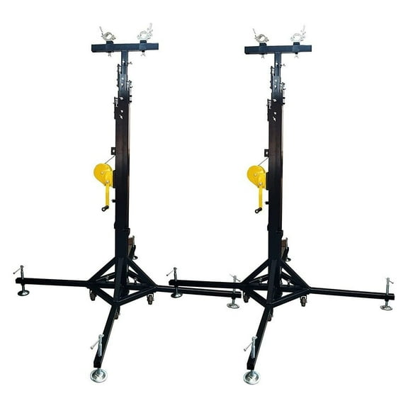 EQCOTWEA Double Crank Stands with Outriggers Stage Lighting Truss System with 4 Supporting Legs and Moving Wheels Height 19ft Capacity 550 LBS