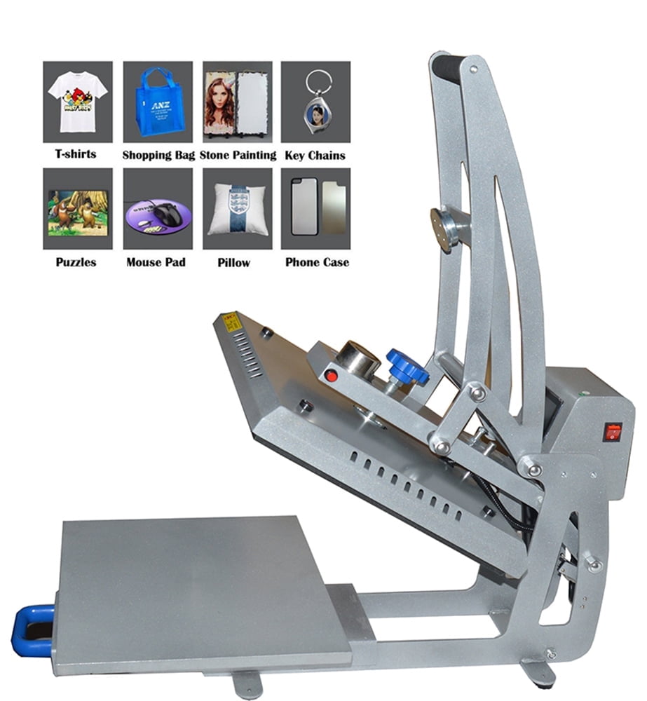 EQCOTWEA Drawer Design Semi-Automatic Electric Heat Press Machine Sublimation Transfe Machine with Silicone Pad