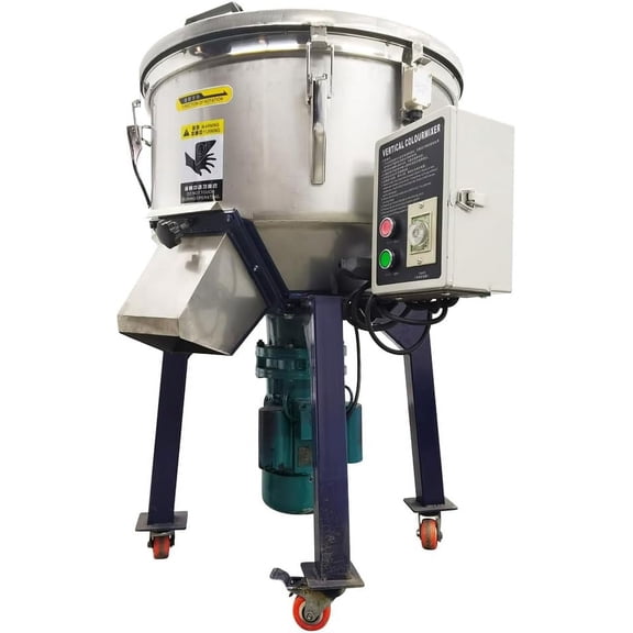 EQCOTWEA Dry Wet Powder Industrial Blender Plastic Granules Mixer Vertical Color Mixing Machine Stainless Steel 110LB