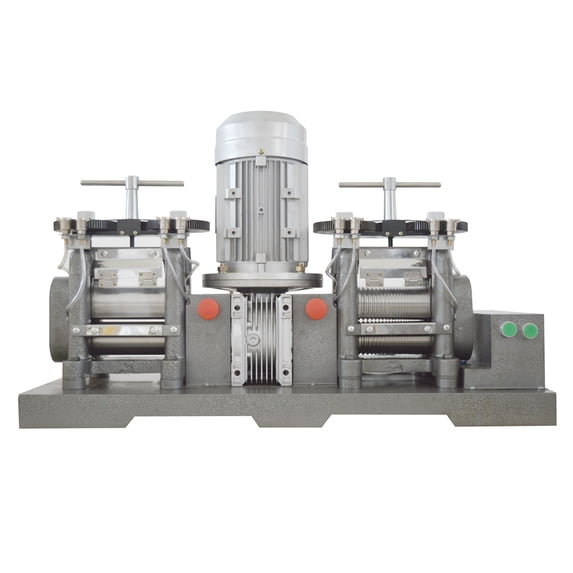 EQCOTWEA Electric Jewelry Rolling Mill Machine Metal Jewelry Making Tablet Wire Flake Press Double Heads Table Type