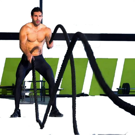 EQCOTWEA Fitness Rope Exercise Jump Gym Strength Training Dacron 1.5" 50FT