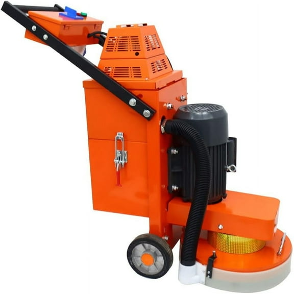 EQCOTWEA Floor Grinder Concrete Ground Polishing Machine Built in Blower Hand-Push Diamond Disc Terrazzo Marble Ground Vacuum Dust with Fan 220V