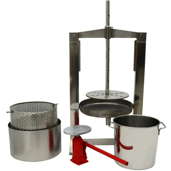 EQCOTWEA Fruit Wine Press Crusher Juicer 304 Stainless Steel Hydraulic Jack Manual 20L