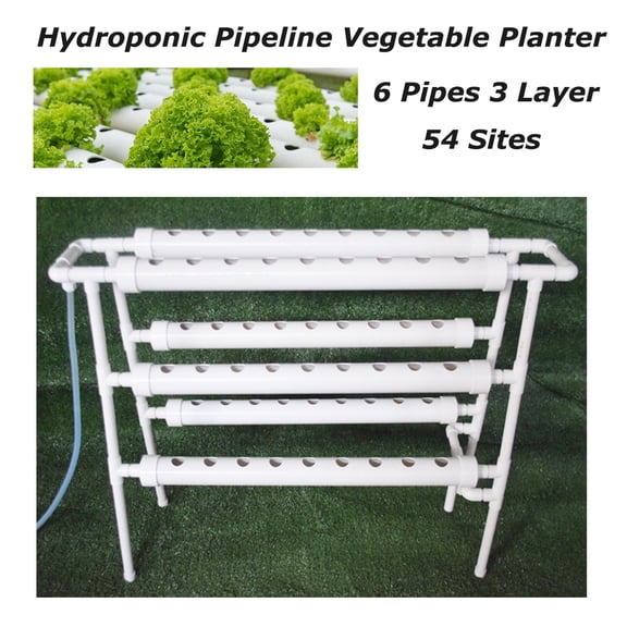 EQCOTWEA Hydroponic 54 Plant Site Grow Kit Pipeline Vegetable Planter PVC