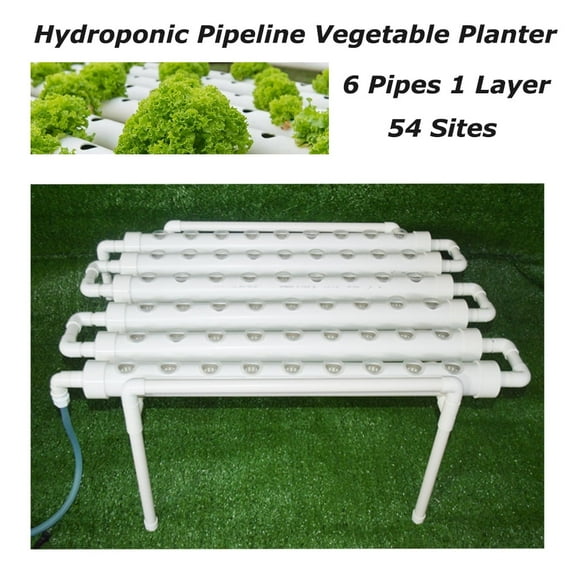 EQCOTWEA Hydroponic 54 Plant Site Grow Kit Single Sided Pipeline Vegetable Planter PVC