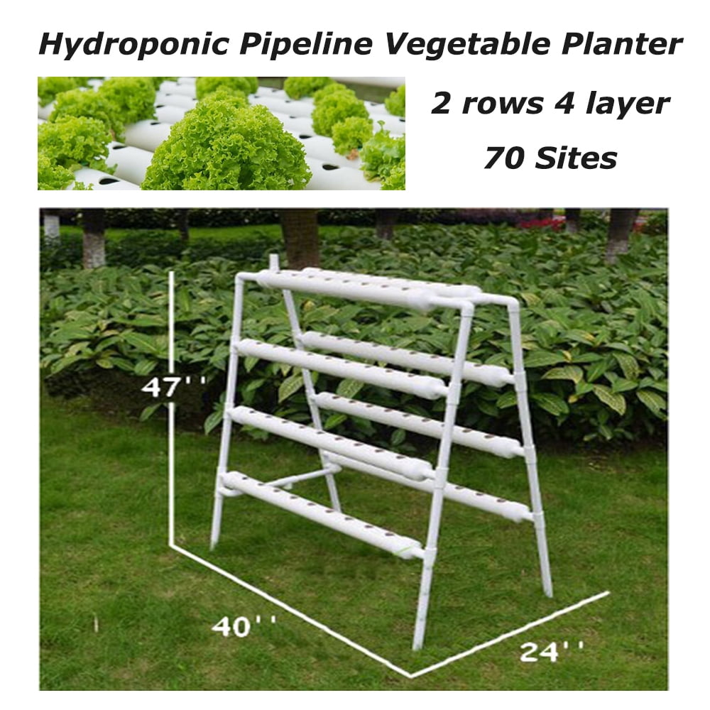 EQCOTWEA Hydroponic Systems 70 Plant Site Grow Kit Pipeline Vegetable  Planter PVC - Walmart.com, image size:1000x1000