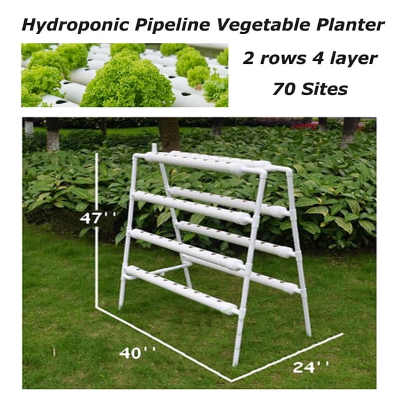 EQCOTWEA Hydroponic Systems 70 Plant Site Grow Kit Pipeline Vegetable Planter PVC