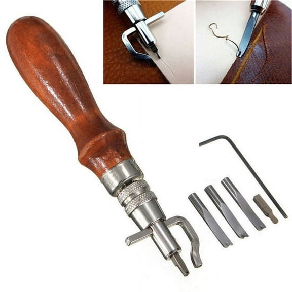 EQCOTWEA Leather Stitching Tool Leather Groover Kit 1 Set