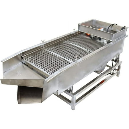 EQCOTWEA Linear Vibrating Sieve Screen Shaker Linear Sifter Double Layers with 6mm and 8mm Screens Stainless Steel