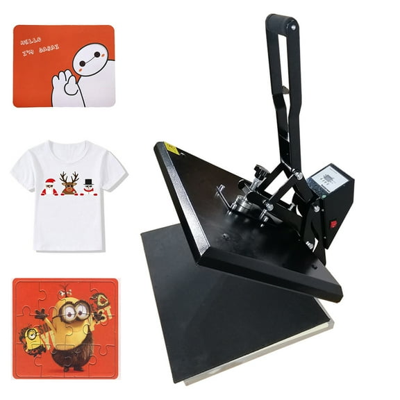 EQCOTWEA Manual Sublimation Transfer Heat Press Machine Clamshell Flat 16"*24"