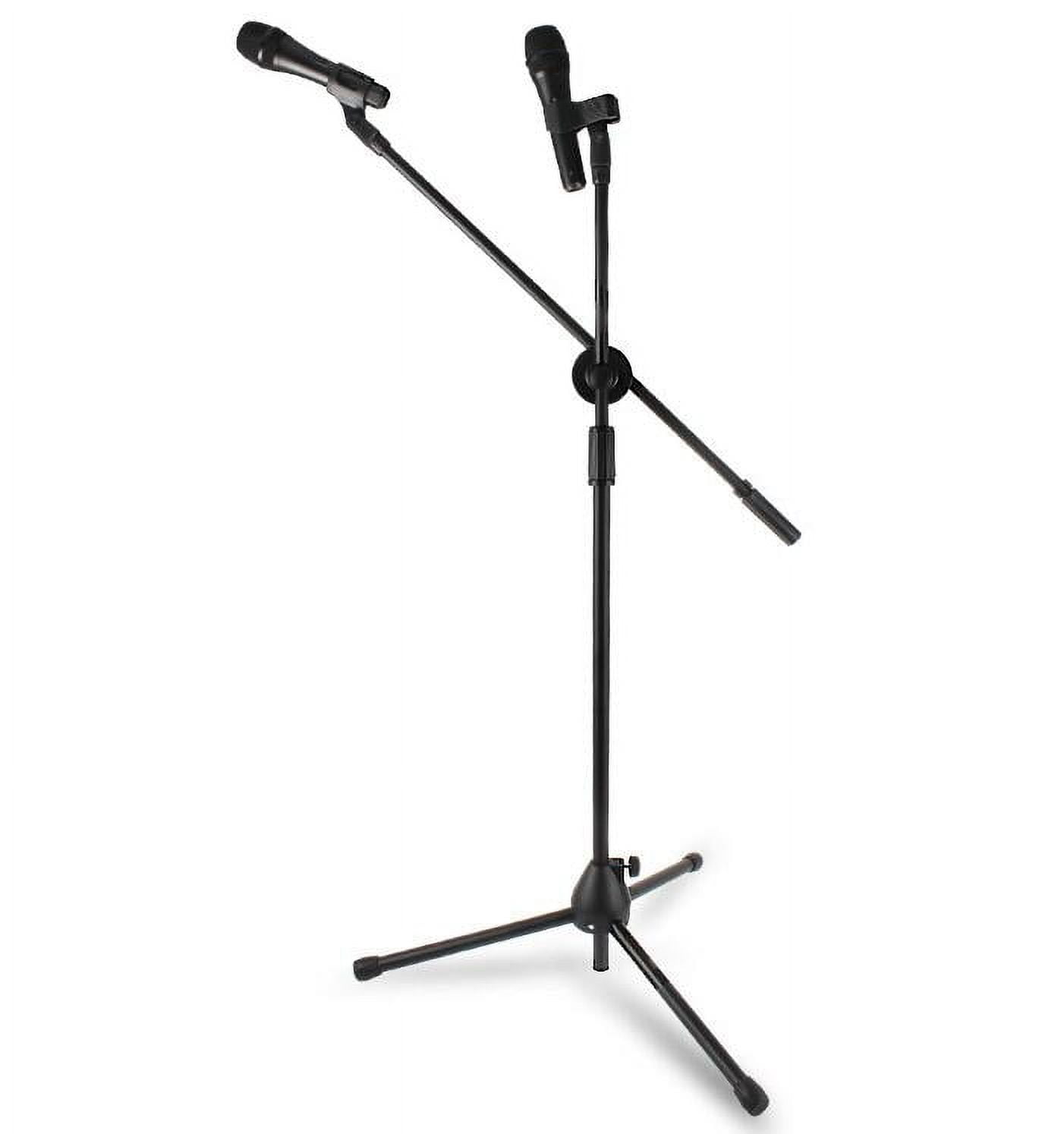 EQCOTWEA Microphone Stand Mic Foldable Double Clip Tripod 360 Rotating