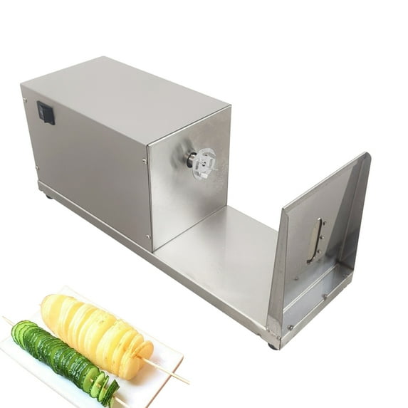 EQCOTWEA Spiral Auto Cutting Potato Chip Machine Vegetable Potato Tower Slicer Stainless Steel