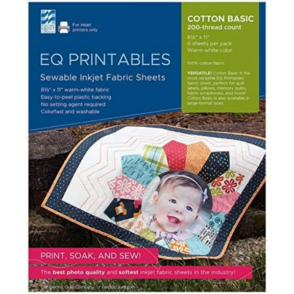 EQCPFABRC Photo 6pc Printables Inkjet Fabric Sheet, Off-White$$Office