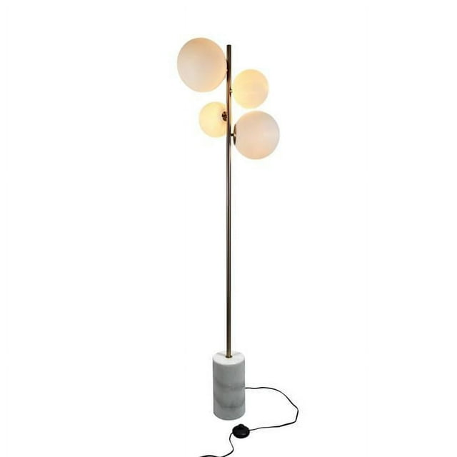EQLight EQ21-F-MCB05 Kinich 4-Light 62 in. Brass Floor Lamp with White Glass Globes