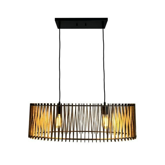 EQLight Itzanami 2-Light Cage Wood Island Pendant