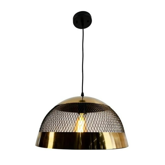 EQLight Izamal 1-Light Brass & Black Dome Pendant
