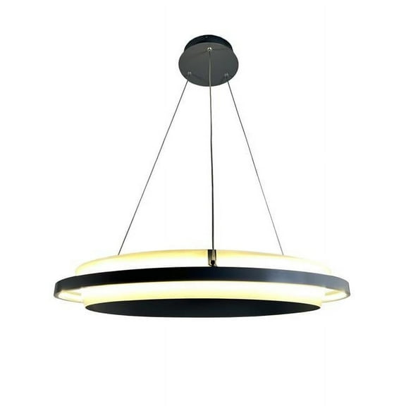 EQLight Litza 41-Watt Integrated LED Ringed Black Circular Pendant