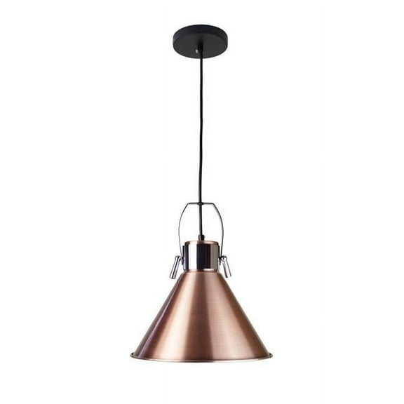 EQLight EQPPCC11 12 x 11 in. Yatzil 1-Light Bronze Cone Pendant with Chrome Elements