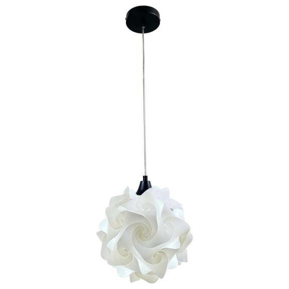 Hado 1-Light White Globe Modern Pendant, Small, Black
