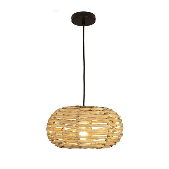 EQLight Tropical Natural Tule 1-Light Cream Globe Pendant
