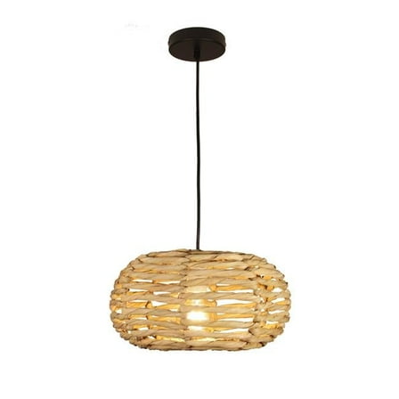 EQLight Tropical Natural Tule 1-Light Cream Globe Pendant