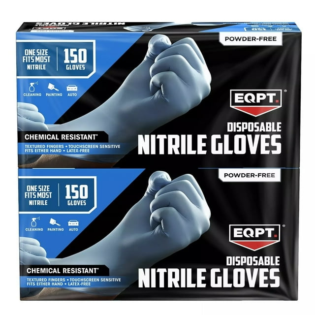 EQPT Medium Duty Disposable LatexFree Industrial Nitrile Gloves, Blue
