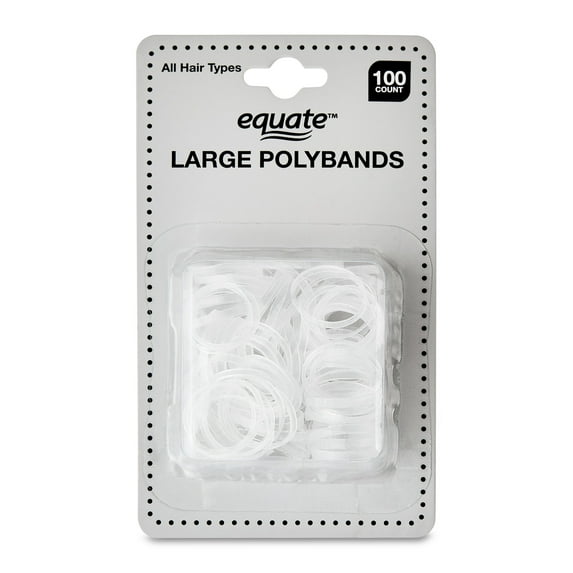 Equate Large Polybond Hair Ties, Clear, 100 Count