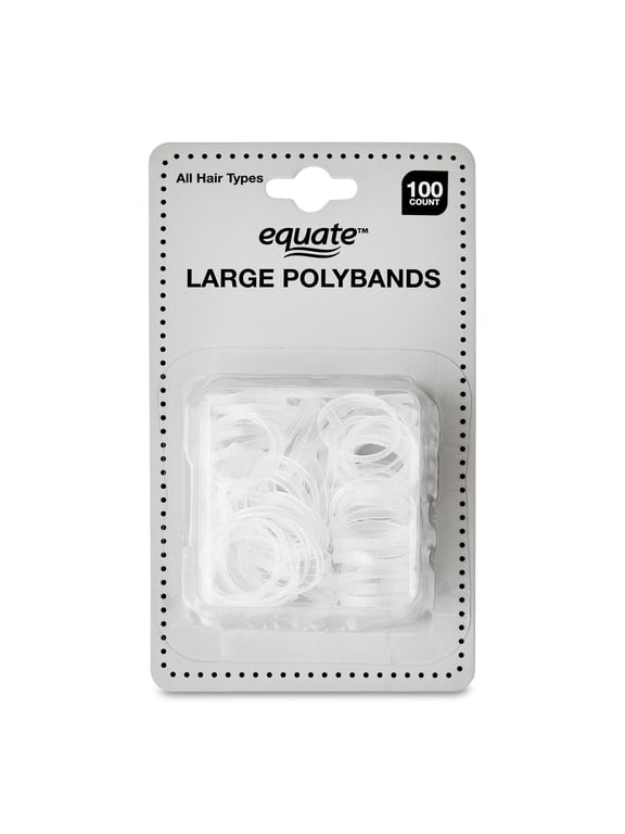 Large Polybond Hair Ties, Clear, 100 Count