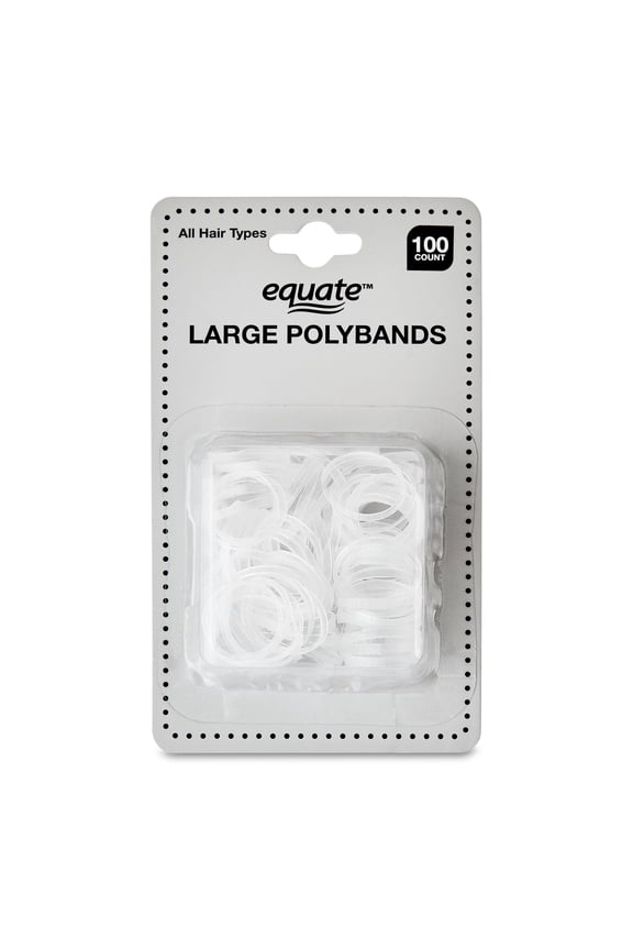 Large Polyband Hair Ties, Clear, 100 Count