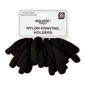 Equate Nylon Ponytail Holders, Black, 20 Count